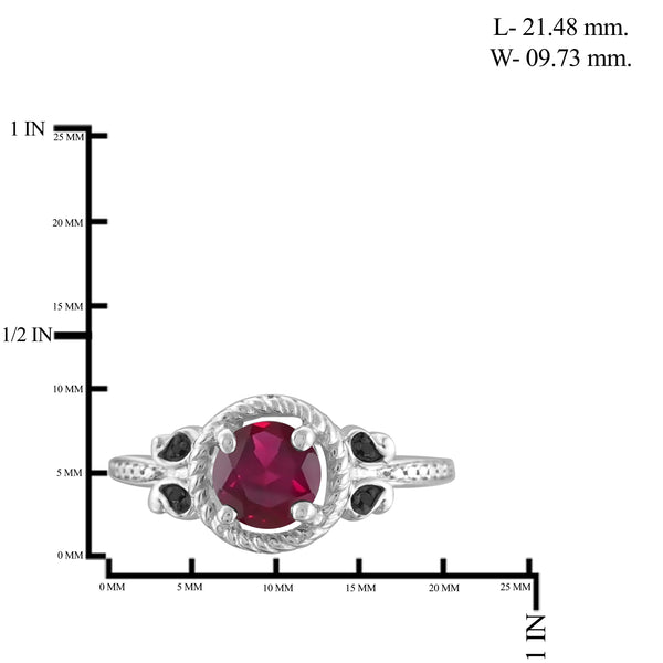 JewelonFire 0.80 Carat T.G.W. Ruby And Accent Black Diamond Sterling Silver Ring - Assorted Colors
