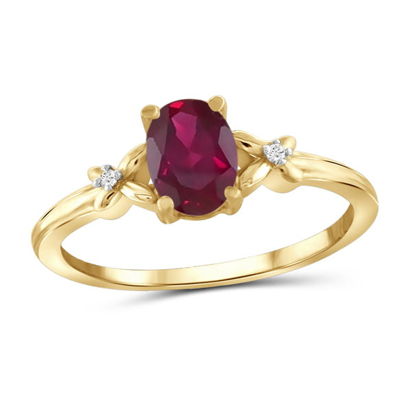 JewelonFire 0.90 Carat T.G.W. Ruby And Accent White Diamond Sterling Silver Ring - Assorted Colors