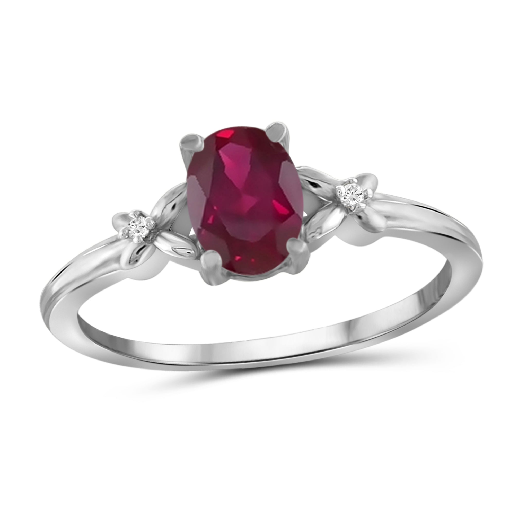JewelonFire 0.90 Carat T.G.W. Ruby And Accent White Diamond Sterling Silver Ring - Assorted Colors