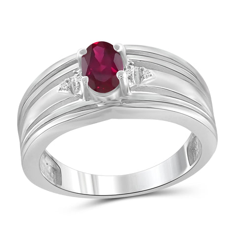 JewelonFire 0.50 Carat T.G.W. Ruby And Accent White Diamond Sterling Silver Ring - Assorted Colors