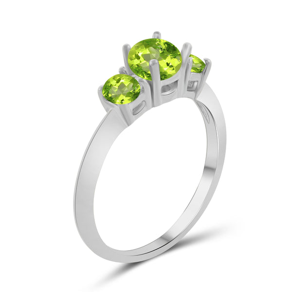 JewelonFire 1.00 Carat T.G.W. Peridot Sterling Silver Ring - Assorted Colors