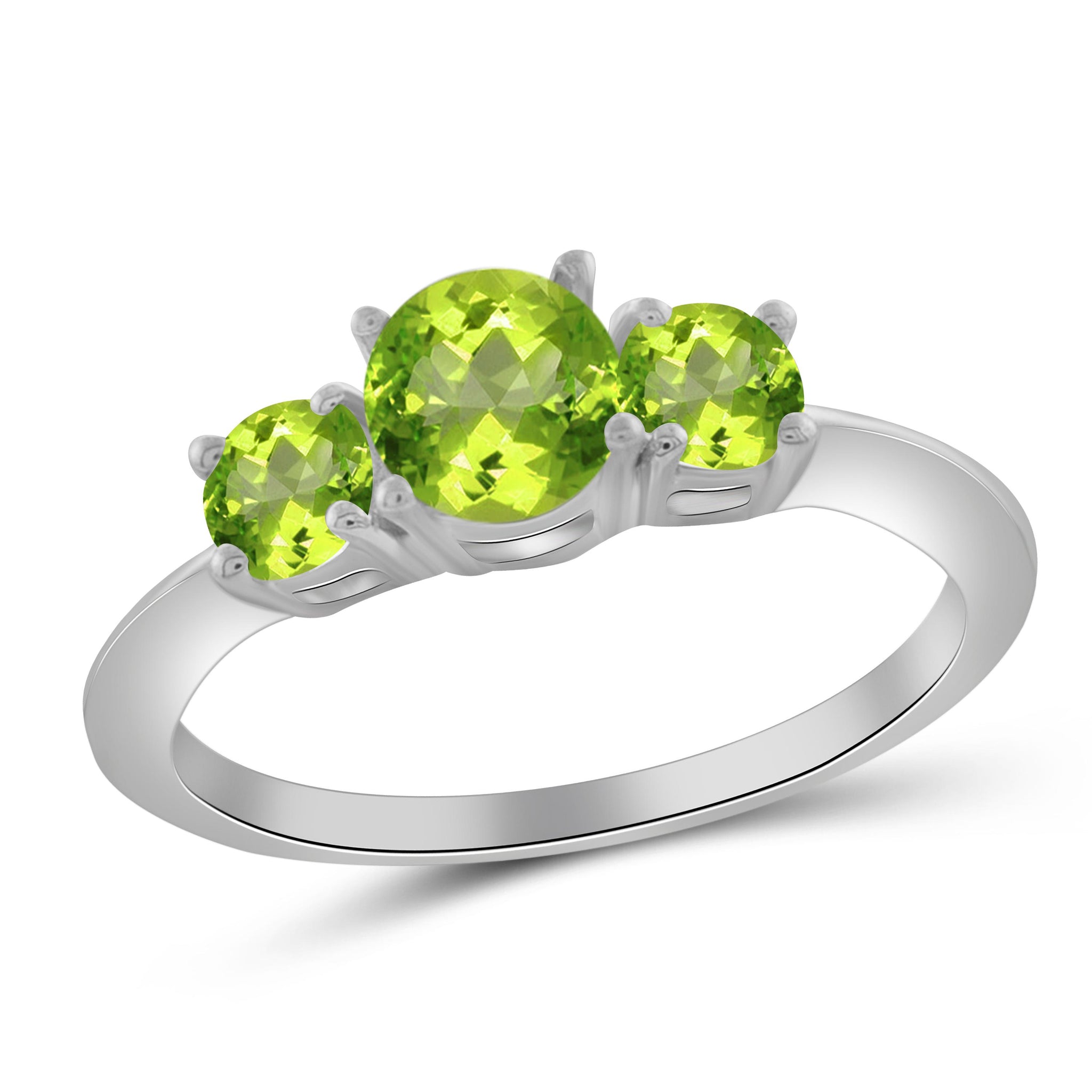 JewelonFire 1.00 Carat T.G.W. Peridot Sterling Silver Ring - Assorted Colors