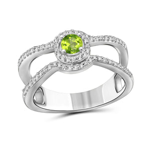 JewelonFire 1/4 Carat T.G.W. Peridot And White Diamond Accent Sterling Silver Ring - Assorted Colors