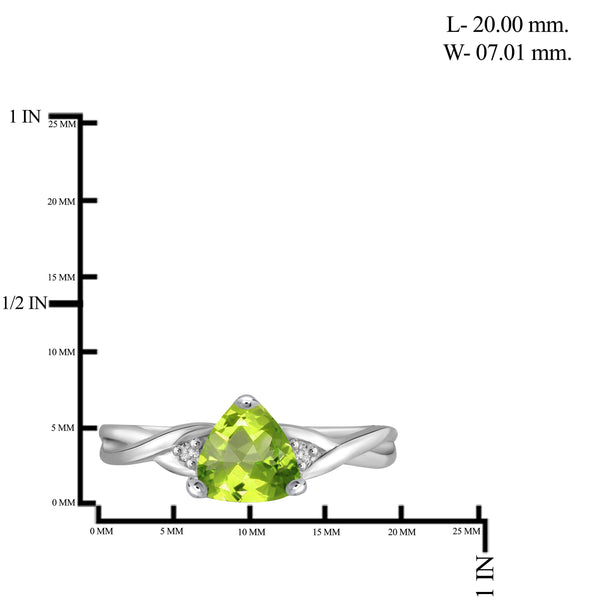 JewelonFire 1 1/2 Carat T.G.W. Peridot And White Diamond Accent Sterling Silver Ring - Assorted Colors