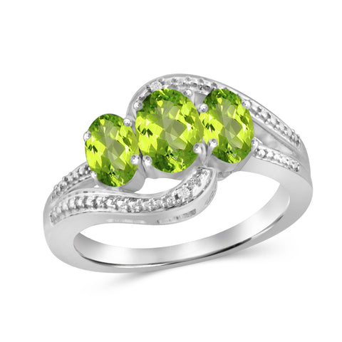 JewelonFire 1 3/4 Carat T.G.W. Peridot And White Diamond Accent Sterling Silver Ring - Assorted Colors