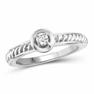 JewelonFire 1/10 Carat T.W. White Diamond Sterling Silver Stackable Ring - Assorted Colors