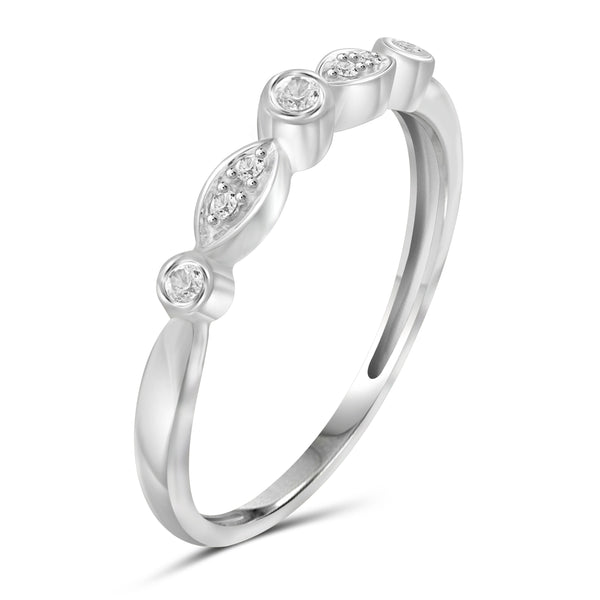 JewelonFire 1/10 Carat T.W. White Diamond Sterling Silver Stackable Band - Assorted Colors