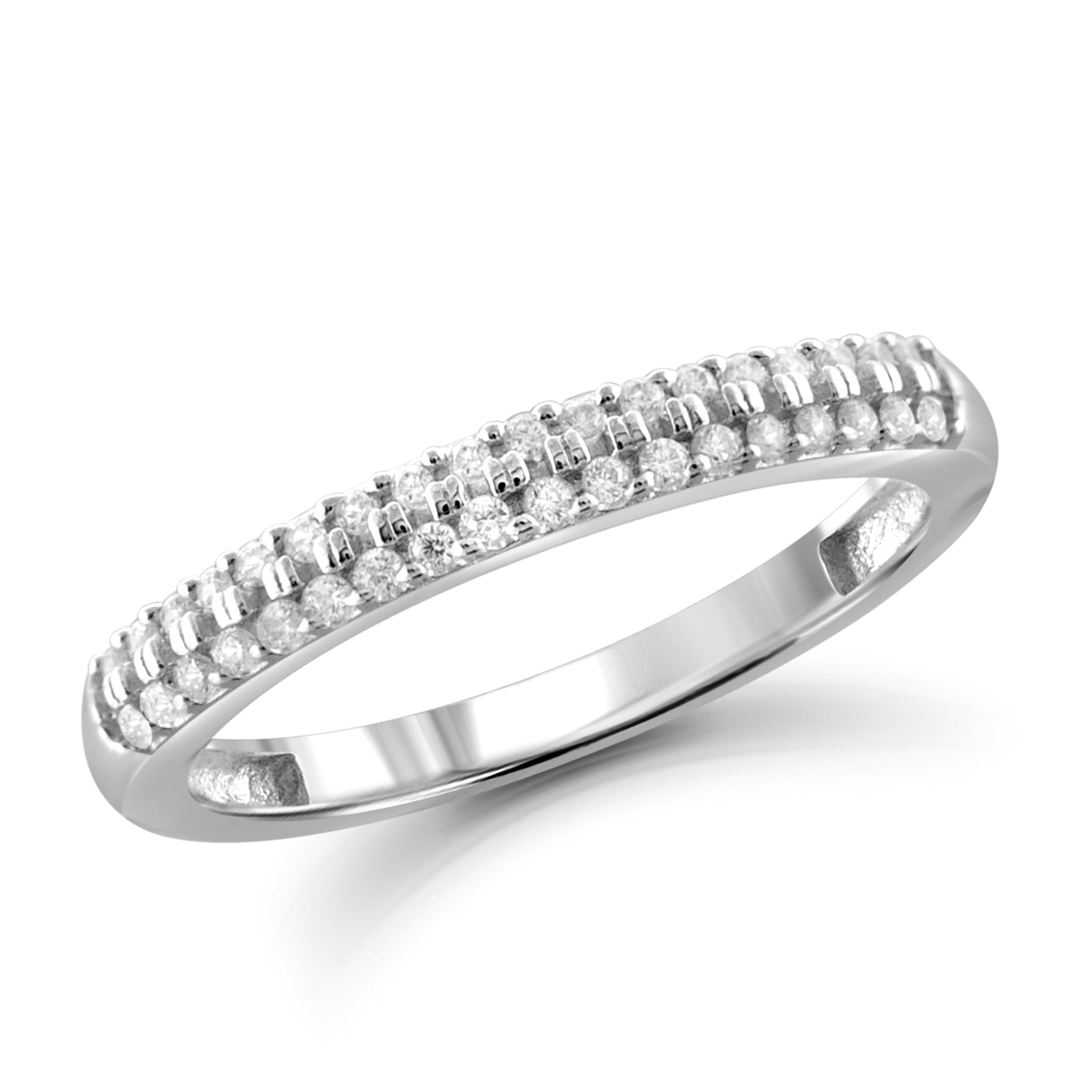 JewelonFire 1/4 Carat T.W. White Diamond Sterling Silver Wedding Band - Assorted Colors