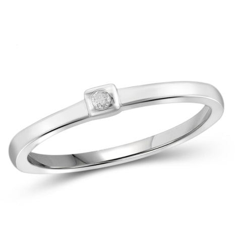 JewelonFire White Diamond Accent Sterling Silver Stackable Ring - Assorted Colors