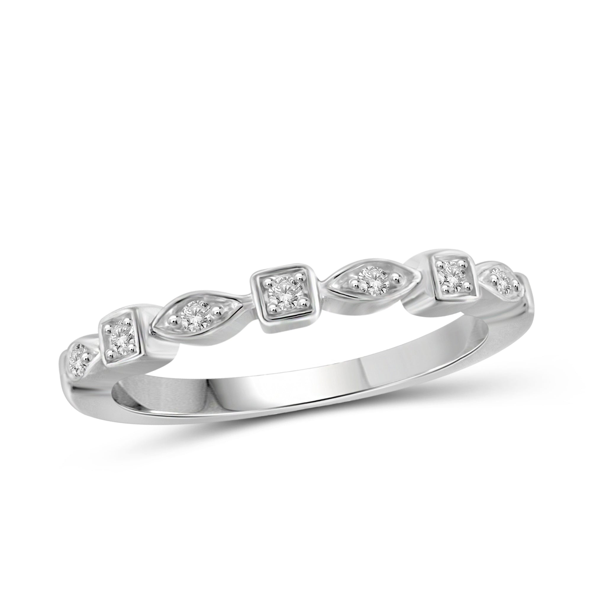 JewelonFire 1/10 Carat T.W. White Diamond Sterling Silver Stackable Band - Assorted Colors