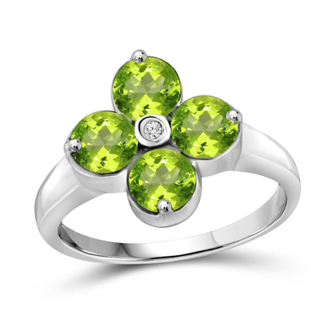 JewelonFire 1 3/4 Carat T.G.W. Peridot and White Diamond Accent Sterling Silver Ring - Assorted Colors