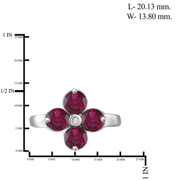 JewelonFire 2 3/4 Carat T.G.W. Ruby and White Diamond Accent Sterling Silver Ring- Assorted Colors