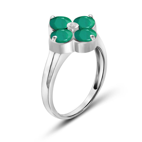 JewelonFire 1 3/4 Carat T.G.W. Emerald and White Diamond Accent Sterling Silver Ring- Assorted Colors