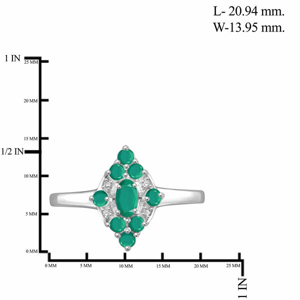 JewelonFire 10.60 Carat T.G.W. Emerald And 1/20 Carat T.W. White Diamond Sterling Silver 4 Piece Jewelry Set - Assorted Colors