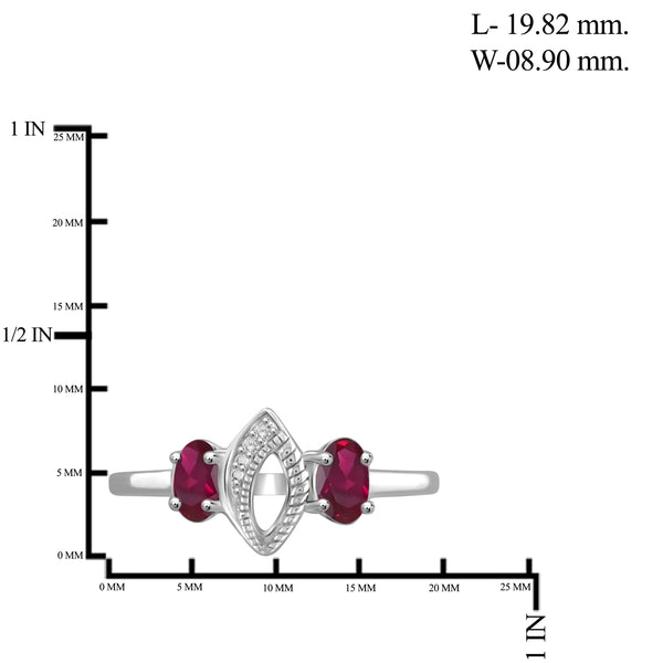 JewelonFire 3.10 Carat T.G.W. Ruby And 1/10 Carat T.W. White Diamond Sterling Silver 4 Piece Jewelry Set - Assorted Colors