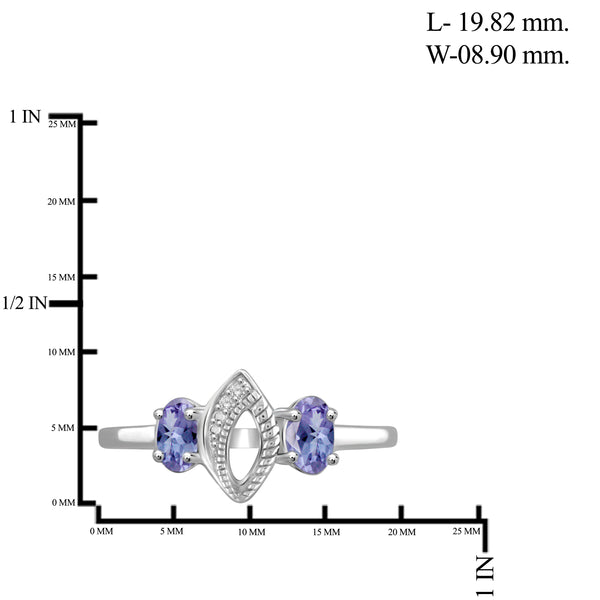 JewelonFire 2.80 Carat T.G.W. Tanzanite And 1/10 Carat T.W. White Diamond Sterling Silver 4 Piece Jewelry Set - Assorted Colors
