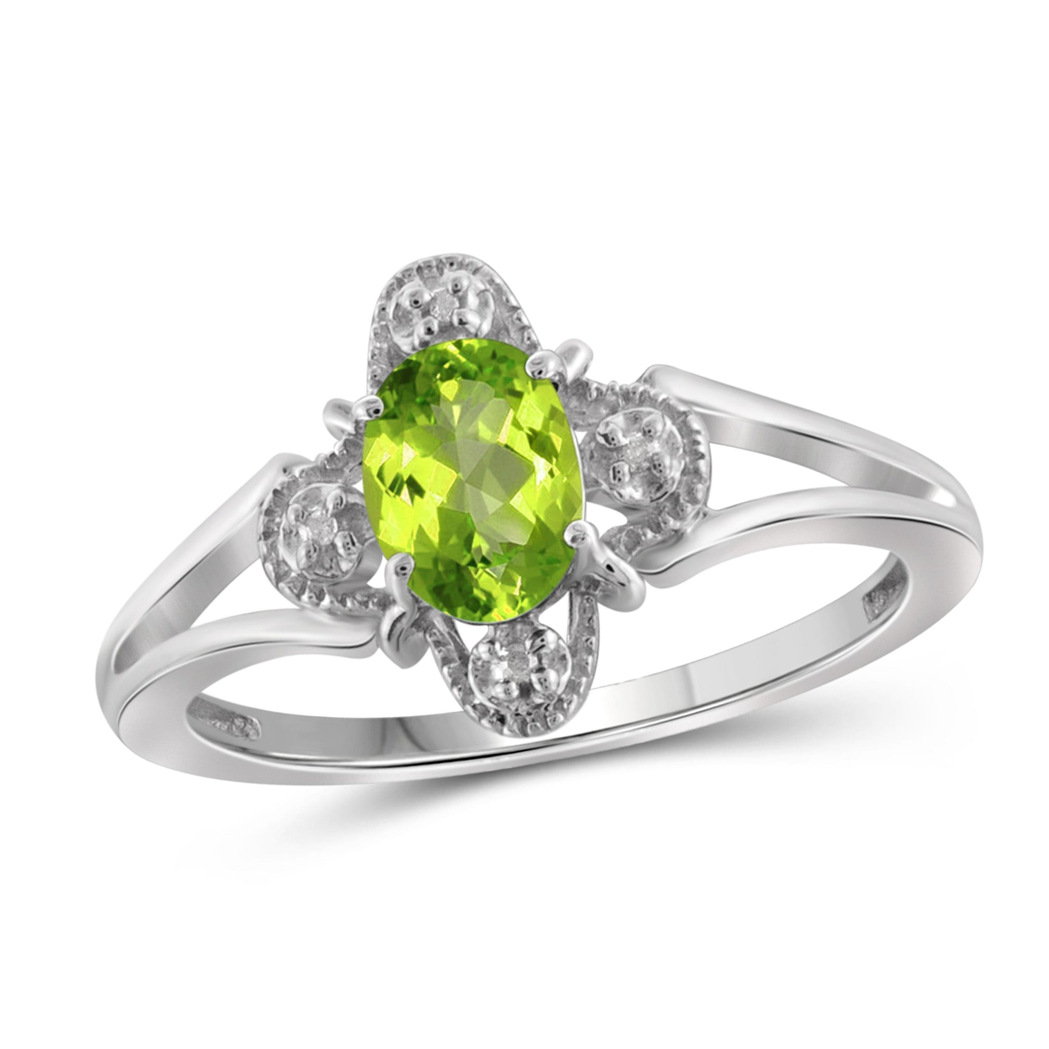 JewelonFire 3/4 Carat T.G.W. Peridot And White Diamond Accent Sterling Silver Ring - Assorted Colors